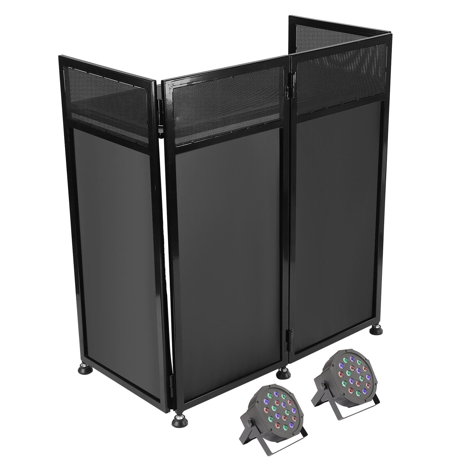 SHZICMY DJ Facade Booth Foldable Cover Screen Standing DJ Booth Table with  2 Scrims & 2 Lights &Travel Bag 20x40 Inch 