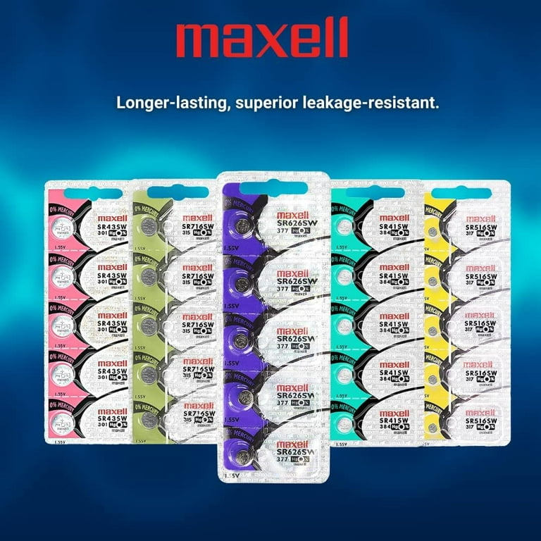 2 x MAXELL SR626SW 377 1.55v Silver Oxide Button Cell Watch Battery -  Official Genuine Maxell 