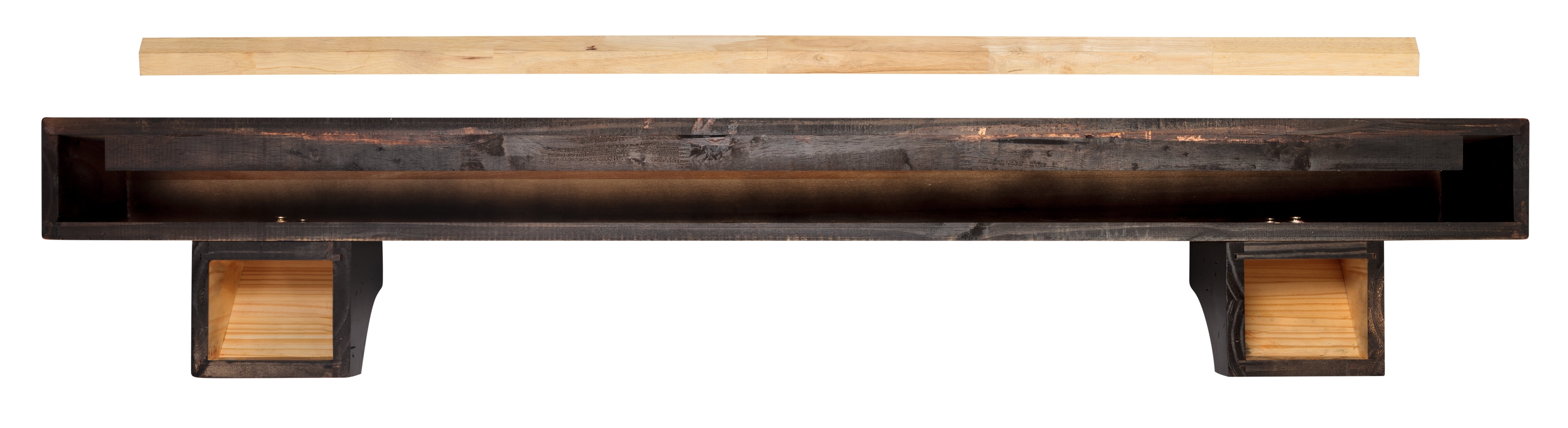 The Shenandoah 72" Pine Wood Mantel Shelf Dark Roast Finish