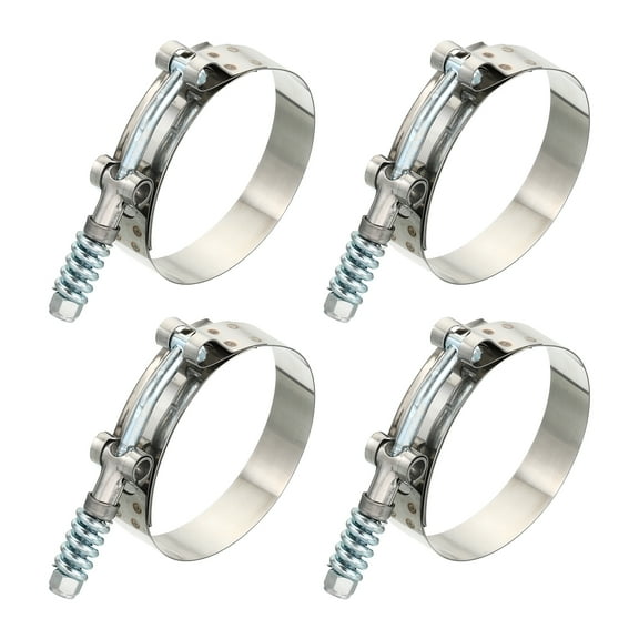 Uxcell T-Bolt Hose Clamps with Spring, 4 Pack 304 Stainless Steel Adjustable Worm Hose Clamp for 2.75" Hose ID