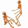 thumbnail image 1 of Halloween Pumpkin Skeleton Decorations - Posable Joints,恐怖氛围装饰品,适合万圣节派对, 1 of 1