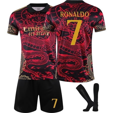 24/25 Madrid Popular Dragon Pattern Red Soccer Activewear Print No.7 Ronaldo Fans Training Football Jerseys Kits