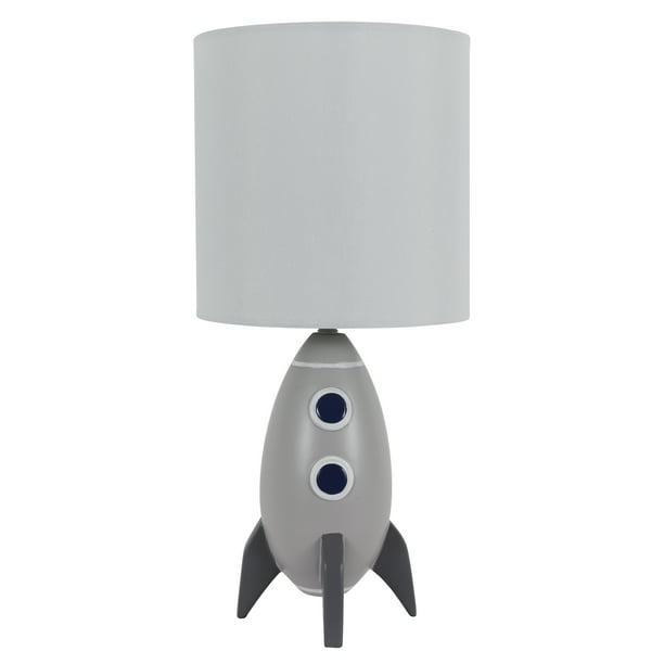 Kids Poly Rocket Table Lamp Gray, Spaceship Lamp Shade