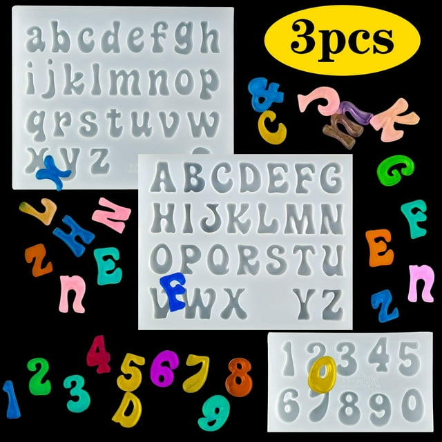 3pcs Mini Letter Resin Molds - Small Silicone Number Alphabet Epoxy Casting Mold For Diy Keychain Pendant Earring Jewelry, Gummy Candy Chololate Cake Decoration
