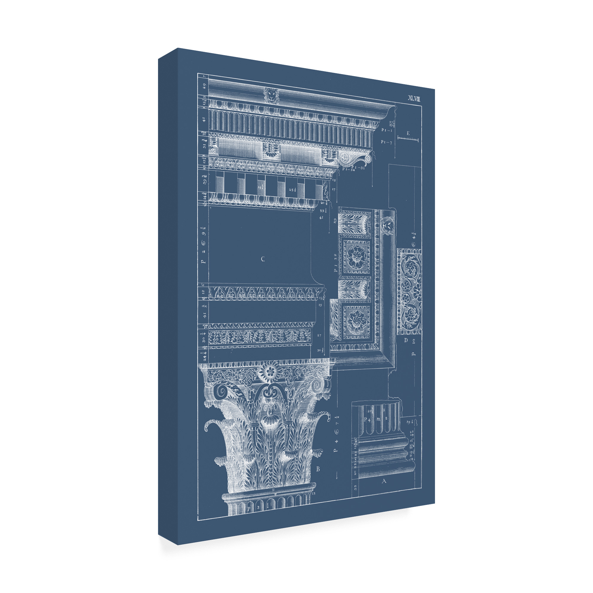 Trademark Fine Art 'Column And Cornice Blueprint III' Canvas Art by Vision Studio