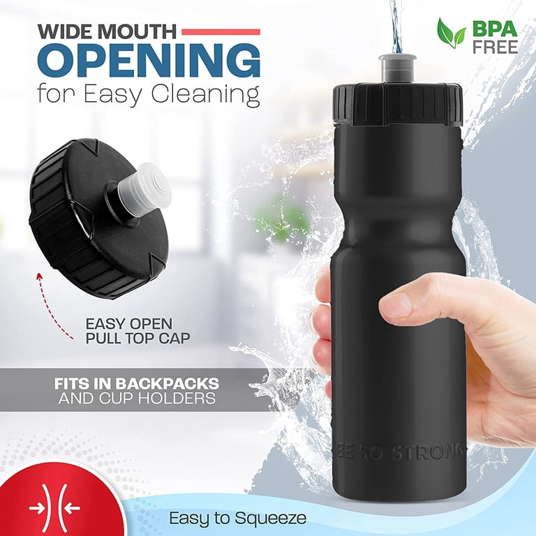 50 Strong Sports Squeeze Water Bottle 2-Pack - 22 Oz BPA Free, Dishwasher Safe, USA Made