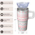 thumbnail image 3 of Boho Themed 20oz Tumbler with Lid and Straws, Stainless Steel Insulated Travel Coffee Mug, Double Wall Vacuum Bohemian Leakproof Cup, 3 of 5