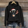 thumbnail image 3 of Christmas Black Cat Hoodies for Women 2025 Long Sleeve Cute Kitten Graphic Hooded Sweatshirt for Cat Lovers Pullover Tops, 3 of 4