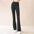 thumbnail image 1 of Pantalones moldeadores para mujer, de color liso, de yoga, con corte de bota, cintura alta, levantamiento de cadera, compresión abdominal, ropa interior moldeadora, pantalones de poliéster para mujer., 1 of 4