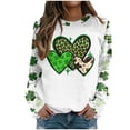 thumbnail image 2 of Qiopertar Blouse à Manches Longues Imprimée Mode Saint-Patrick pour Femmes Col Rond Pull Décontracté Offres de la Semaine Liquidation à Moins de 5$ jusqu'à 90 % de Réduction, 2 of 5