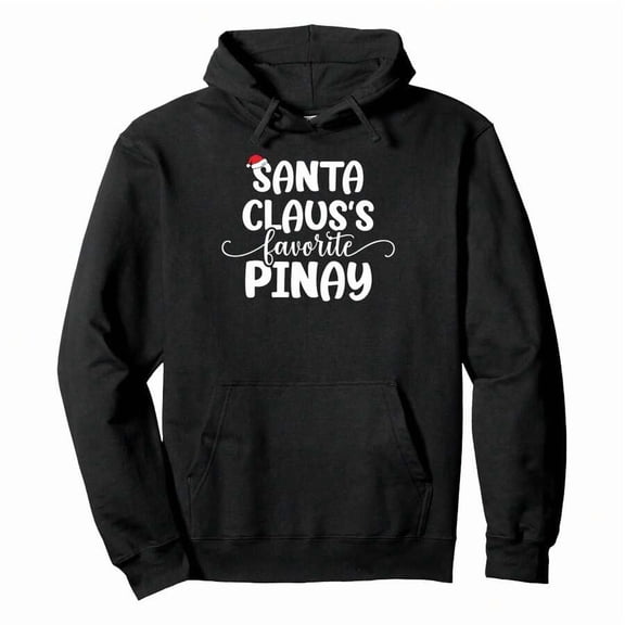 Santa Claus Favorite Pinay Pullover HoodieMen's Relaxed Fit Hoodie With Drawstring Hood, Suitable For School, Work And Weekend Leisure