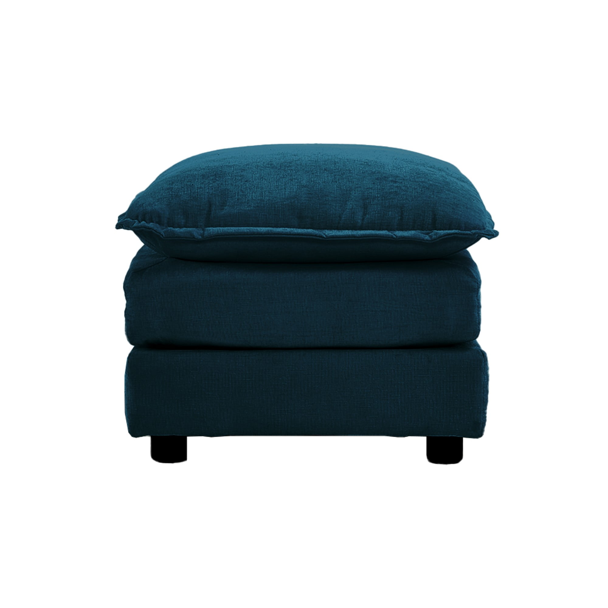 Chenille Fabric Ottomans Footrest (Blue)