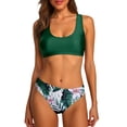 thumbnail image 2 of HOWPAY Women's Bikini Swimsuits Summer Sleeveless Crop Sporty Top Tummy Control High Waist Bathing Suits for Beach Pool 2 Piece Swimwear Green L, 2 of 5