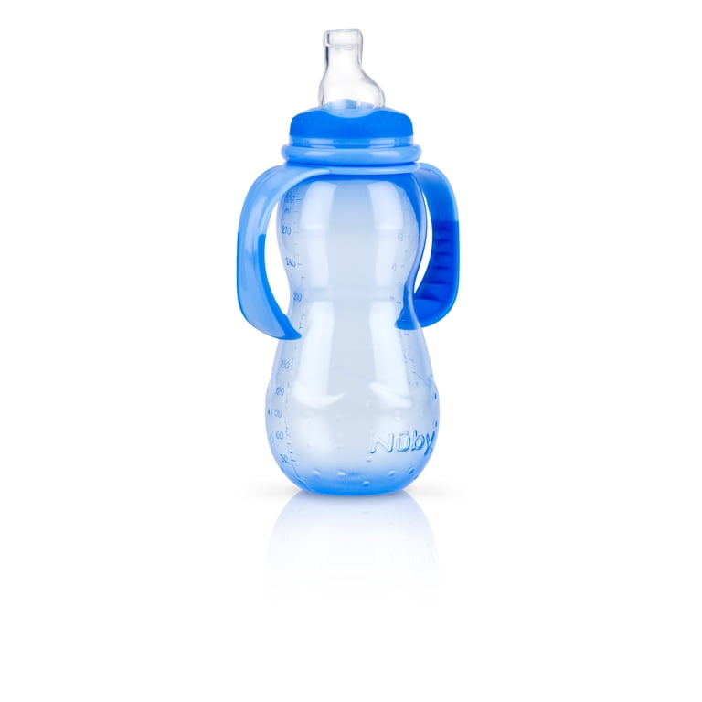 Nuby 3 Stage Baby Bottle with Handles, 3m+, Standard Neck, 11 oz