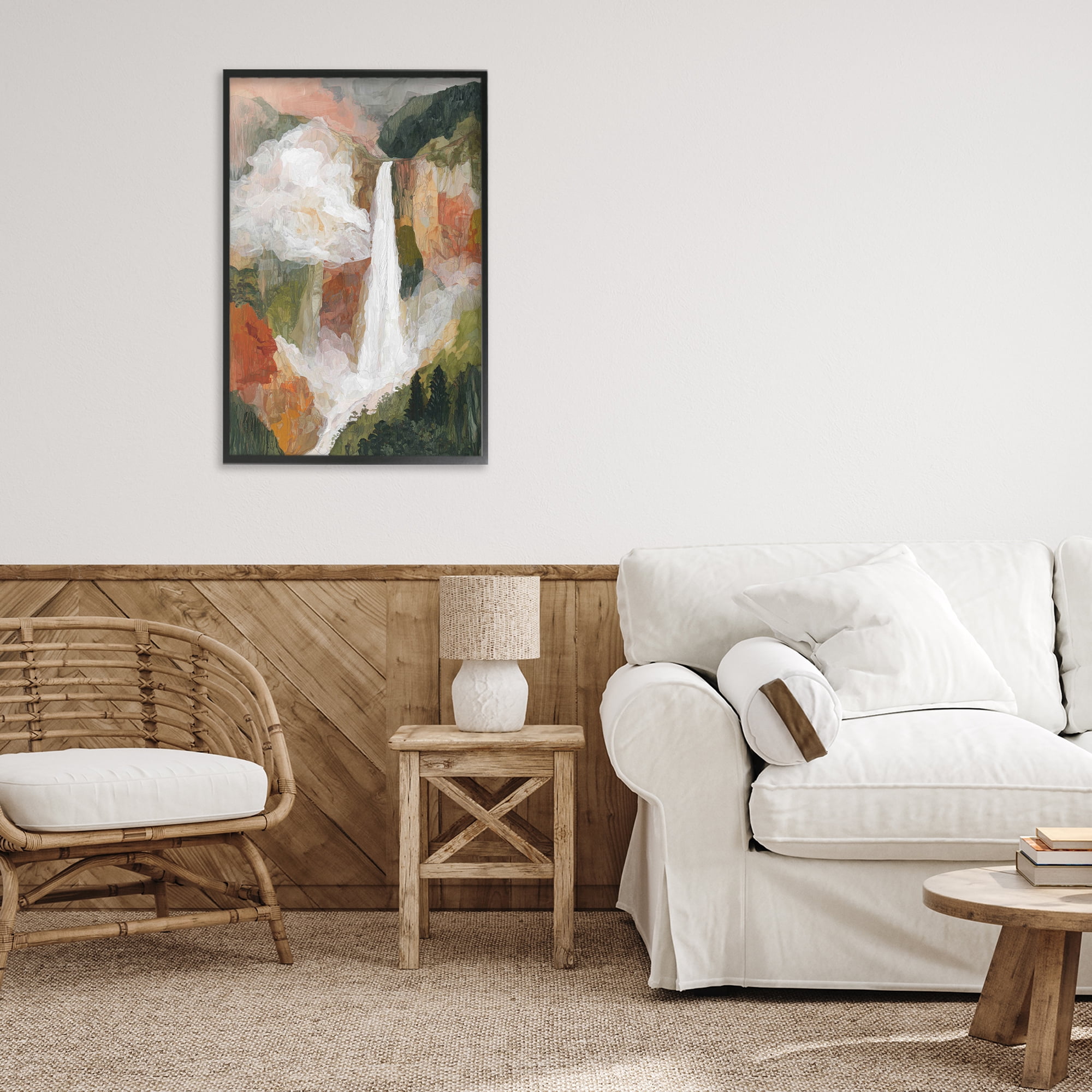 Stupell Industries Mountain Waterfall Landscape Black Framed Giclee Art, design by Chromatic Storm Studio