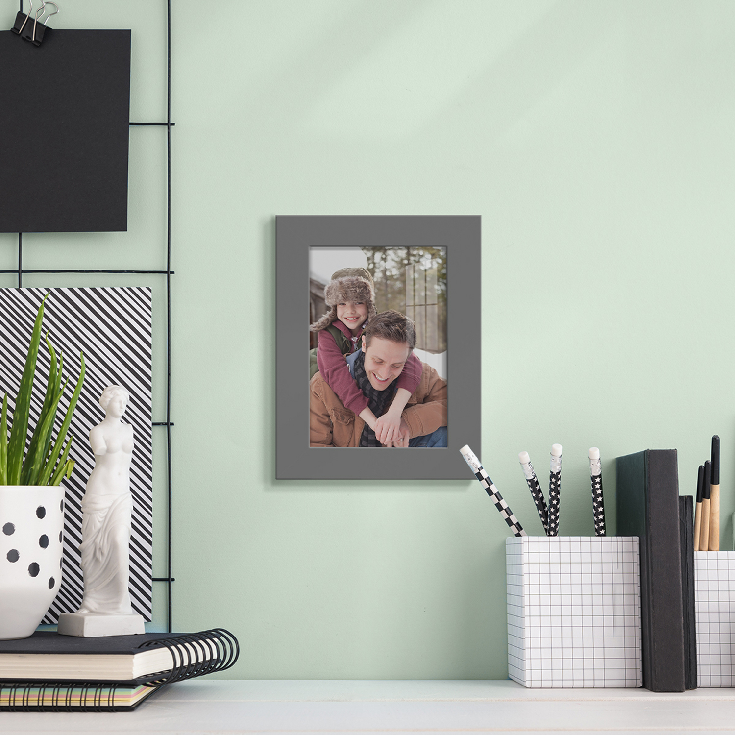 Modern 3.5 in. x 5 in. Grey Picture Frame (Set of 2)