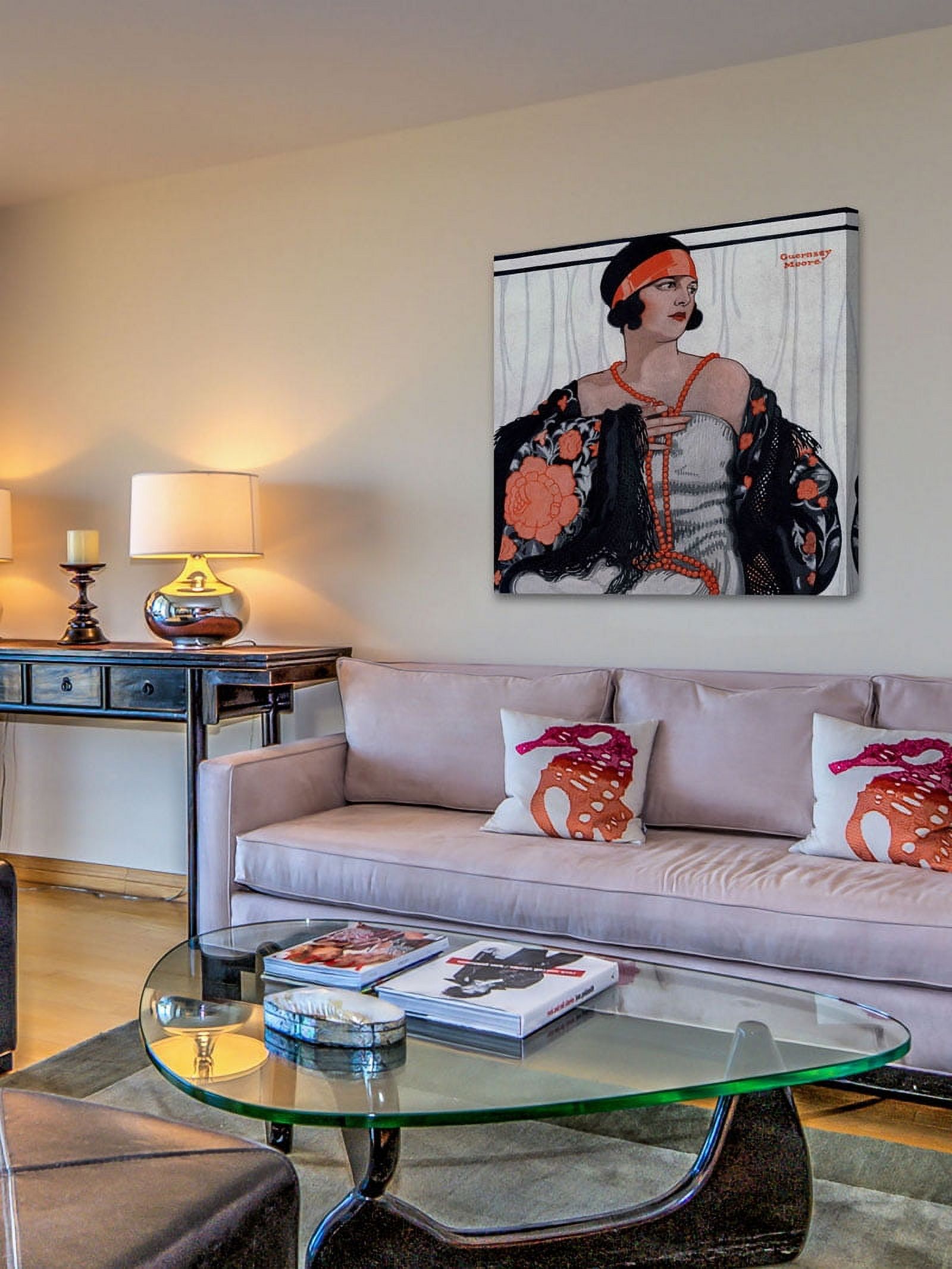 Marmont Hill Vintage Fashion Flapper in Shawl and Beads by Guernsey Moore Painting Print on Wrapped Canvas