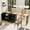 Black+Natural, variant on MEETFAV 89.7" Kitchen Island with Extendable Table – Wooden Sideboard Storage Cabinet, 2 Doors and 3 Drawers for Living Room, Study, Foyer, Kitchen, Black+Natural