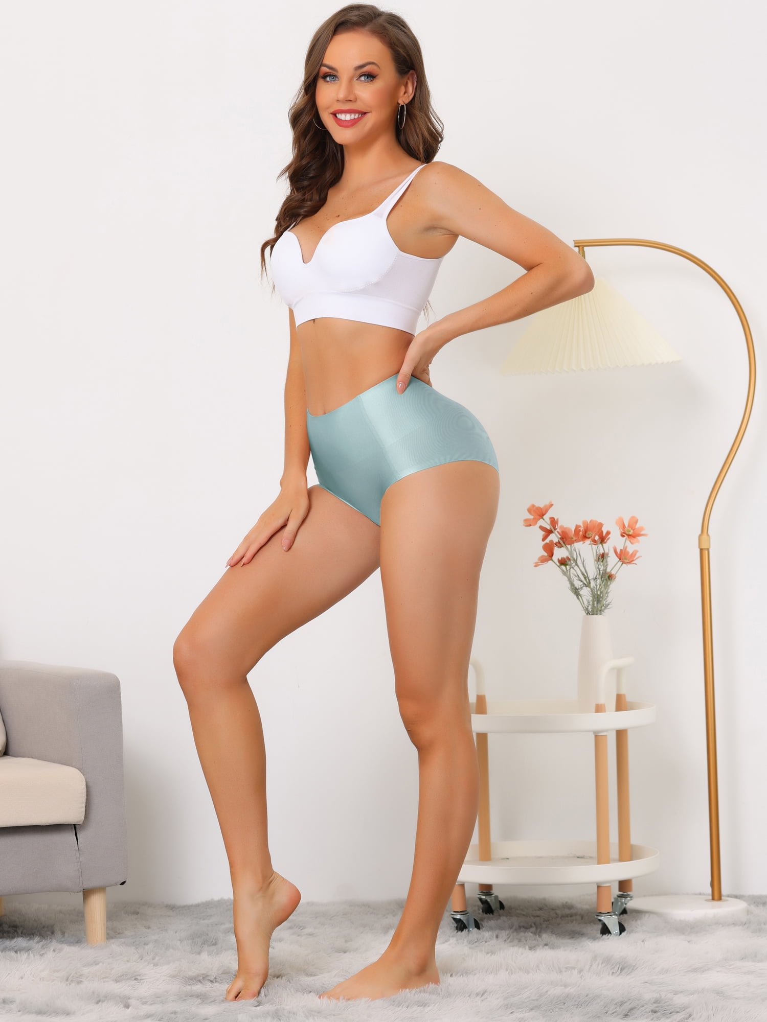 Unique Bargains Women's Tummy Control Breathable Hipster Underwear S Blue