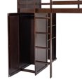 thumbnail image 6 of Twin Loft Bed with Twin Size Stand-alone Bed, Wood Bunk Bed with Desk & Shelves & Wardrobe for Kids, Teens, Adult, Espresso, 6 of 7