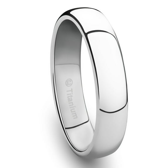 Wedding Band in Titanium 4MM Ring Platinum-Plated with Polished Finish