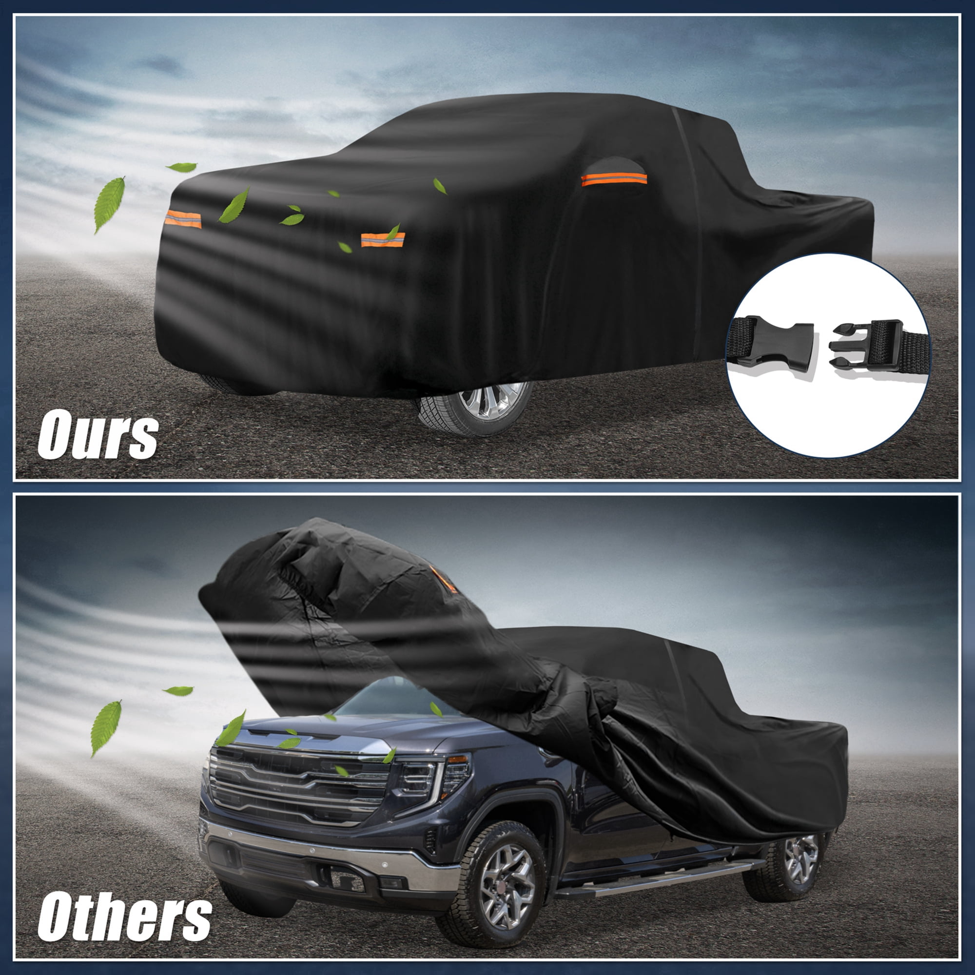 Unique Bargains 210D-PU Car Cover for GMC Sierra Crew Cab 6.6ft Bed 2014-2023