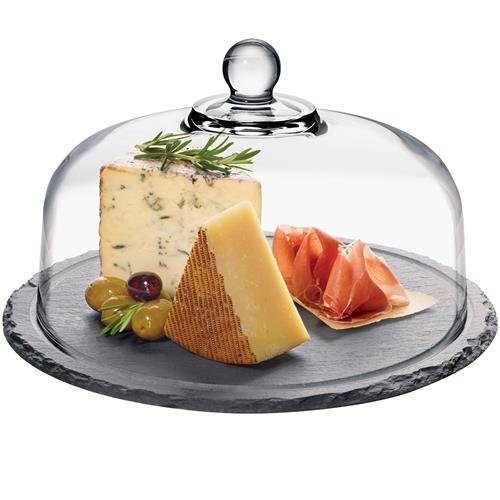 Cheese Board Set Slate w/Glass Dome (13 1/2 inches), this cheese