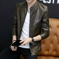 thumbnail image 3 of Men's Autumn Slim Trendy Casual Versatile Leather Jacket, 3 of 6