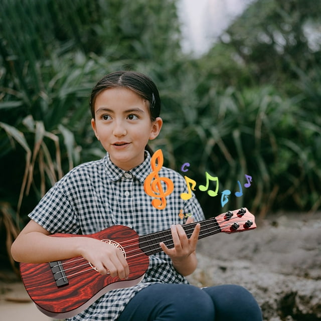 Kids Guitar Ukulele Beginner Musical Instrument 16 Inches With 4 Strings Mini Guitar For Skill Improving Kids Play Early Educational Pre School Children Toddler