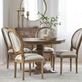 thumbnail image 2 of GDF Studio Naclerio French Country Fabric Upholstered Wood 5 Piece Dining Set, Gray Stripe and White Print and Natural, 2 of 13