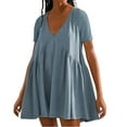 thumbnail image 1 of Penkiiy Robes d'Été pour Femmes 2024 Sans Manches Mini Courtes Robes d'Été Décontractées Amples Robe de Plage L Bleu, 1 of 5