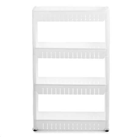 3 4tiers White Slim Slide Out Storage Rack Holder Shelf Organiser