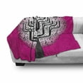 thumbnail image 3 of Music Soft Flannel Fleece Throw Blanket, Composition Tree Nature Harmony Rhythm Illustration, Cozy Plush for Indoor and Outdoor Use, 60" x 80", Hot Pink Black White, by Ambesonne, 3 of 6