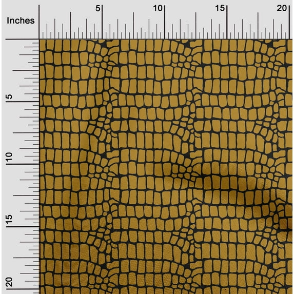 oneOone Viscose Jersey Dark Mustard Fabric Crocodile Animal Skin Quilting Supplies Print Sewing Fabric By The Yard 60 Inch Wide