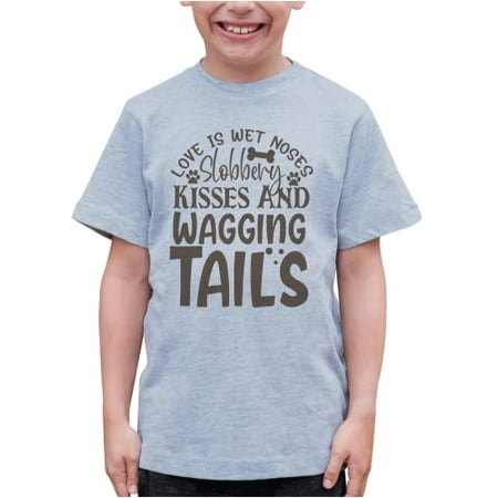 

7 ate 9 Apparel Kids Pet Lover Shirts - Love is Wagging Tails Dog Grey T-Shirt 6 Months