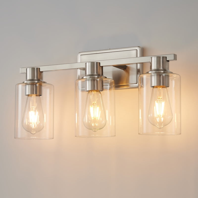 Deyidn 3-Light Modern Vanity Light - Wall Mounted Bathroom Mirror Lighting with Glass Shade, Farmhouse Style for Bedroom/Dressing Room