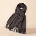 thumbnail image 2 of Hontri Scarf Fleece Solid Color Imitation Scarf Versatile Fleece Scarf Warm Shawl Scarf for Women Dark Gray, 2 of 3