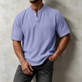 thumbnail image 2 of akafmk Mens Waffle Shirts Short Sleeve Crewneck T-shirts Button Front Sporty Daily Wear Summer Casual Shirts, Size 3XL, 2 of 8