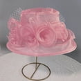 thumbnail image 4 of Church Dress Hat Flower Wide Brim Bridal Tea Party Wedding Hat for Women,Beige, 4 of 7