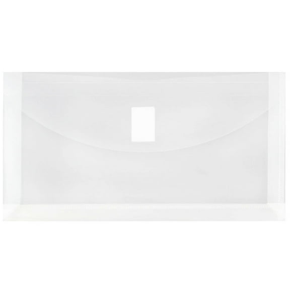 JAM Paper Plastic Expansion Envelopes, Hook & Loop Closure, #10 Booklet Wallet, 5 1/4 x 10, 1 in Expansion, Clear, 3/Pack