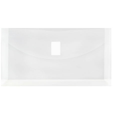 UPC: 0701806399687 | JAM Plastic Hook & Loop Envelopes  5.3x10x1  12/Pack  Clear  1 Inch Expansion