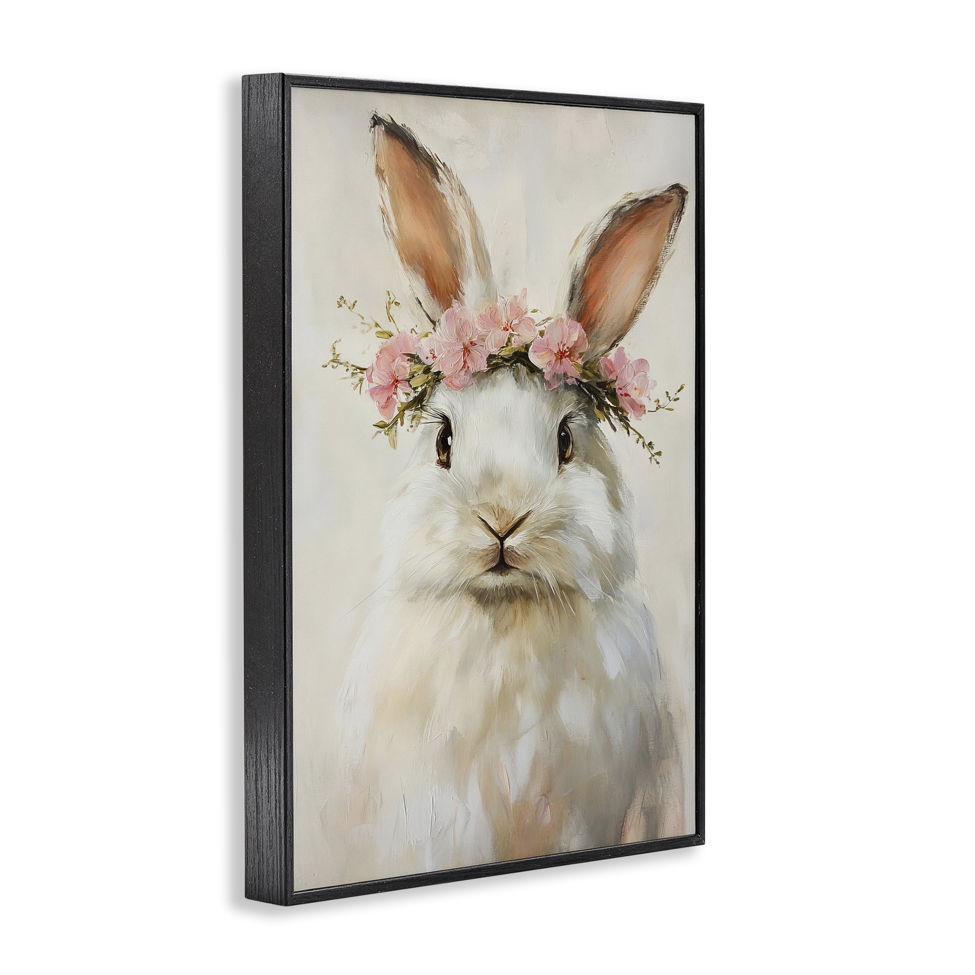 Stupell Industries Bunnykins with Pink Crown Black Framed Giclee Art, design by Tina LeCour