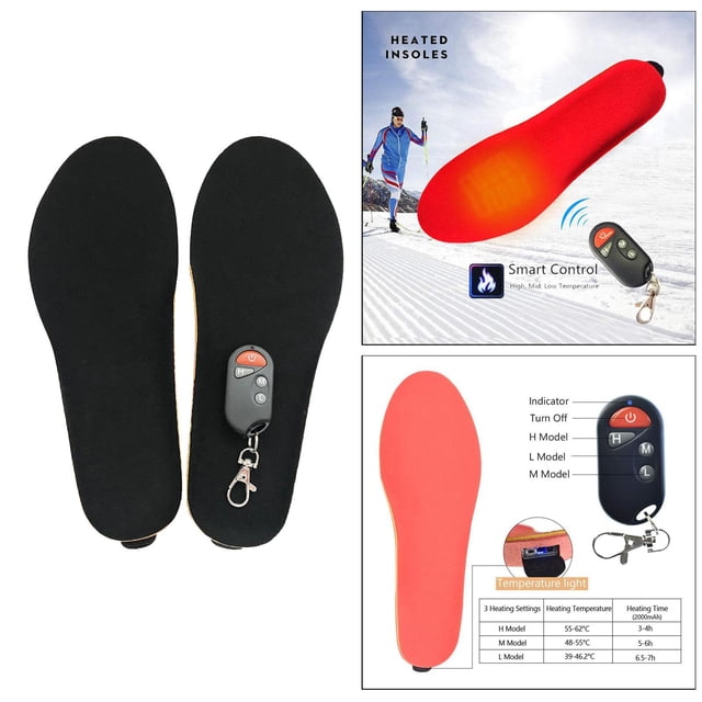 calefacción USB con control remoto, ls de zapatos con calefacción eléctrica ls de zapatos con calefacción de corte Bck_35-40 Baoblaze Plantillas Calefactables Eléctricas