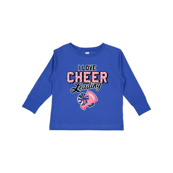 Inktastic I Love Cheerleading with Pom Poms and Megaphone Girls Long Sleeve Toddler T-Shirt