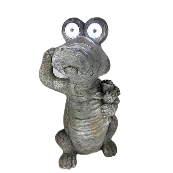 Romeo Crocodile Solar LED Garden Statue 17.3"