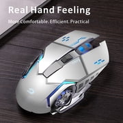 Uiosmuph Wireless Mouse Rechargeable Silent LED Computer Gaming Mouse with USB Receiver
