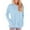 Sky Blue, variant on WREESH Womens Fashion T-Shirts Crewneck Long Sleeve T-Shirt Fall Solid Color Pocket Loose Blouse Tops Pullover Pink
