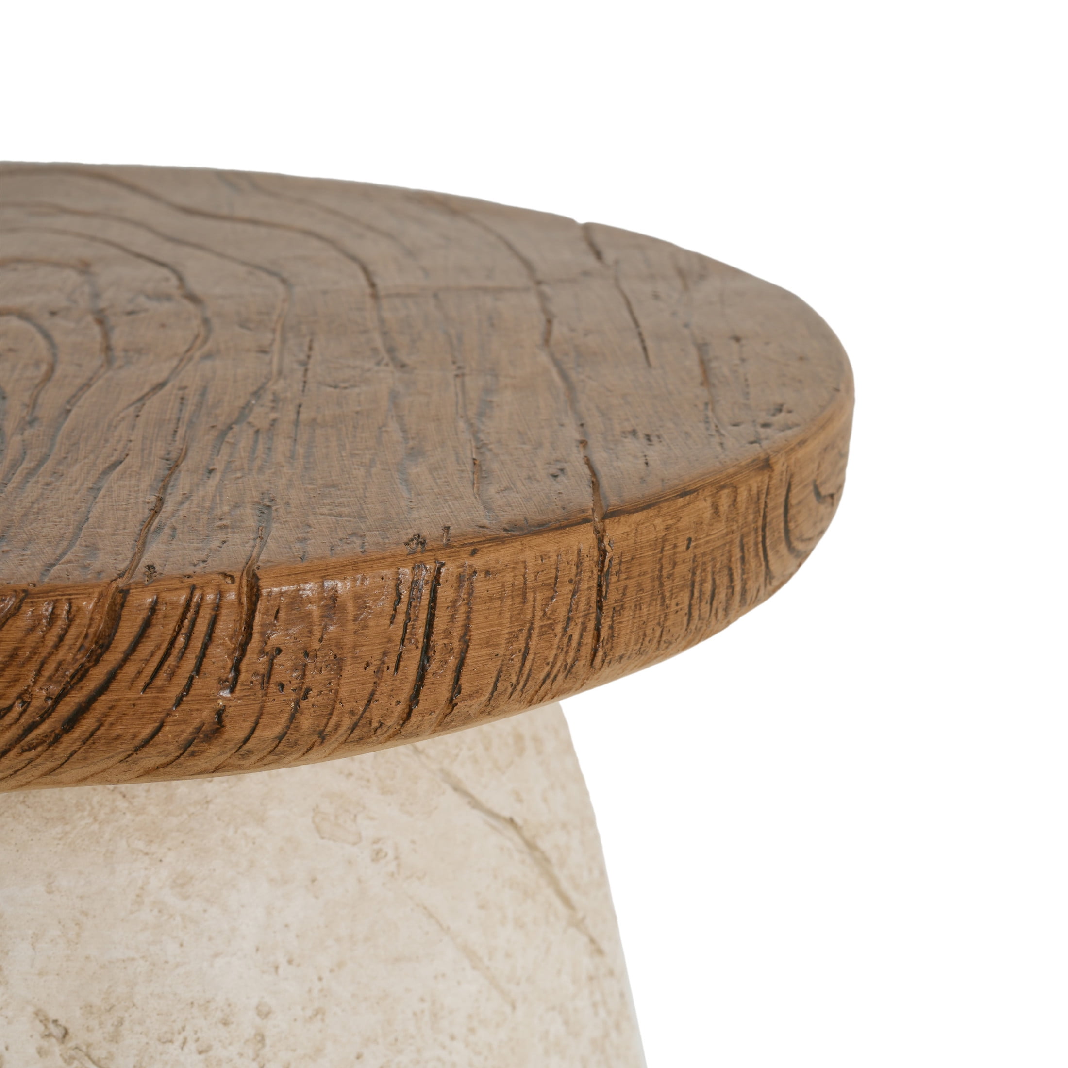 Christopher Knight Home Outdoor MGO Accent Side Table, Pear-Shape with Faux Wood Grain Top, Beige