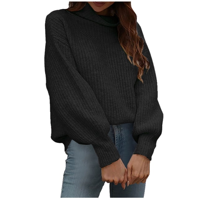 Hauts à Manches Longues pour Femmes Sexy Décontracté Mode Femmes Solide Manches Longues Pull Col Roulé Pull Décontracté Hauts pour Femmes Sexy Décontracté Hauts pour Femmes Mode Hauts pour Femmes