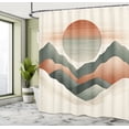 thumbnail image 2 of Ambesonne Neutral Shower Curtain, Mountains and Sunset Print, 69"Wx75"L, Beige Burnt Orange Green, 2 of 4